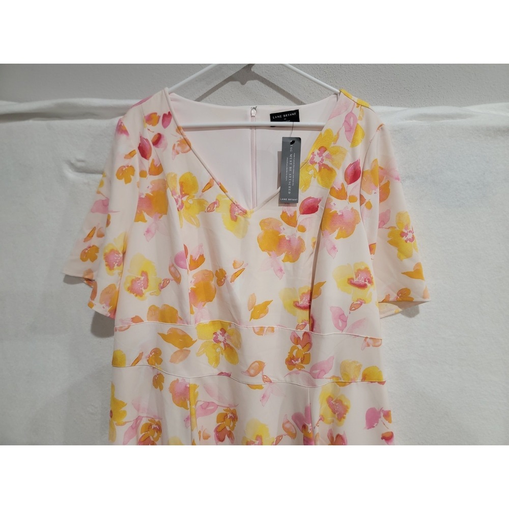 Lane Bryant Plus Sz 24‎ NWT V-Neck Lena Floral Fit & Flare Midi Dress Belted - Picture 3 of 14